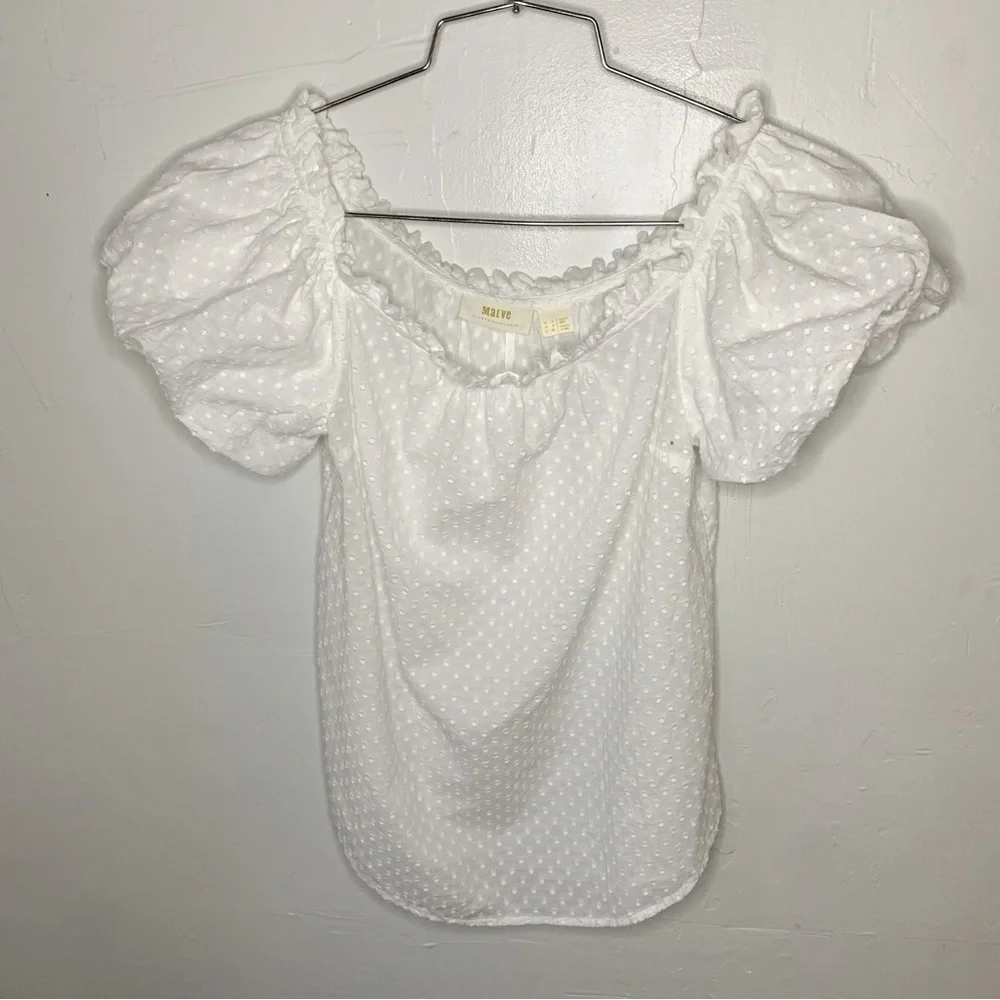 Maeve by Anthropologie White off the Shoulder Sojourner Top​​​​​